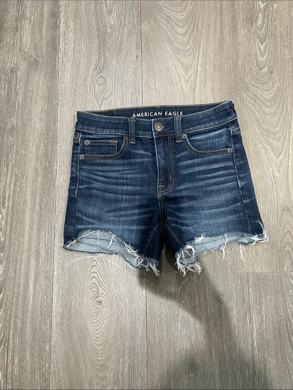 American Eagle Outfitters Indigo Frayed Hem Denim Shorts